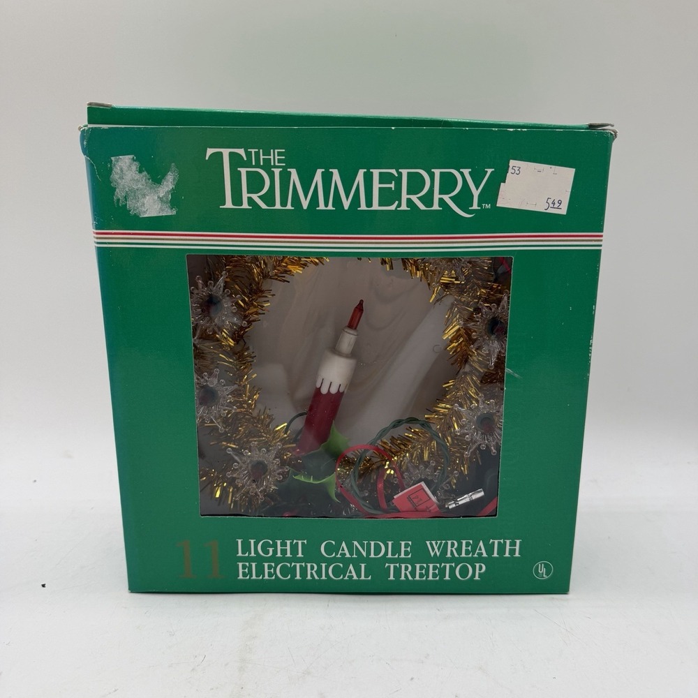 Vintage 11 Lighted Tree Topper Wreath Candle Holly Table Decor The Trimmery - #4 - Picture 5 of 6
